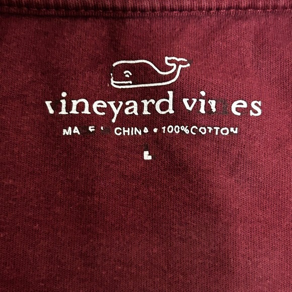 Vineyard‎ Vines Mens Long Sleeve T Shirt Football Whale Graphic Burgundy Size L - Picture 6 of 7